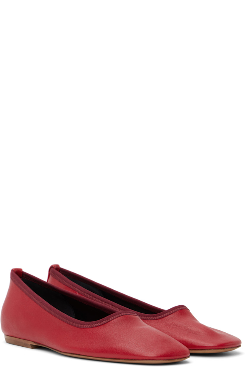 Nappa lambskin ballerina flats in red.

· Square toe
· Jersey trim at partially elasticized collar
· Polished leather sole with rubber injection

Supplier color: Vermillion