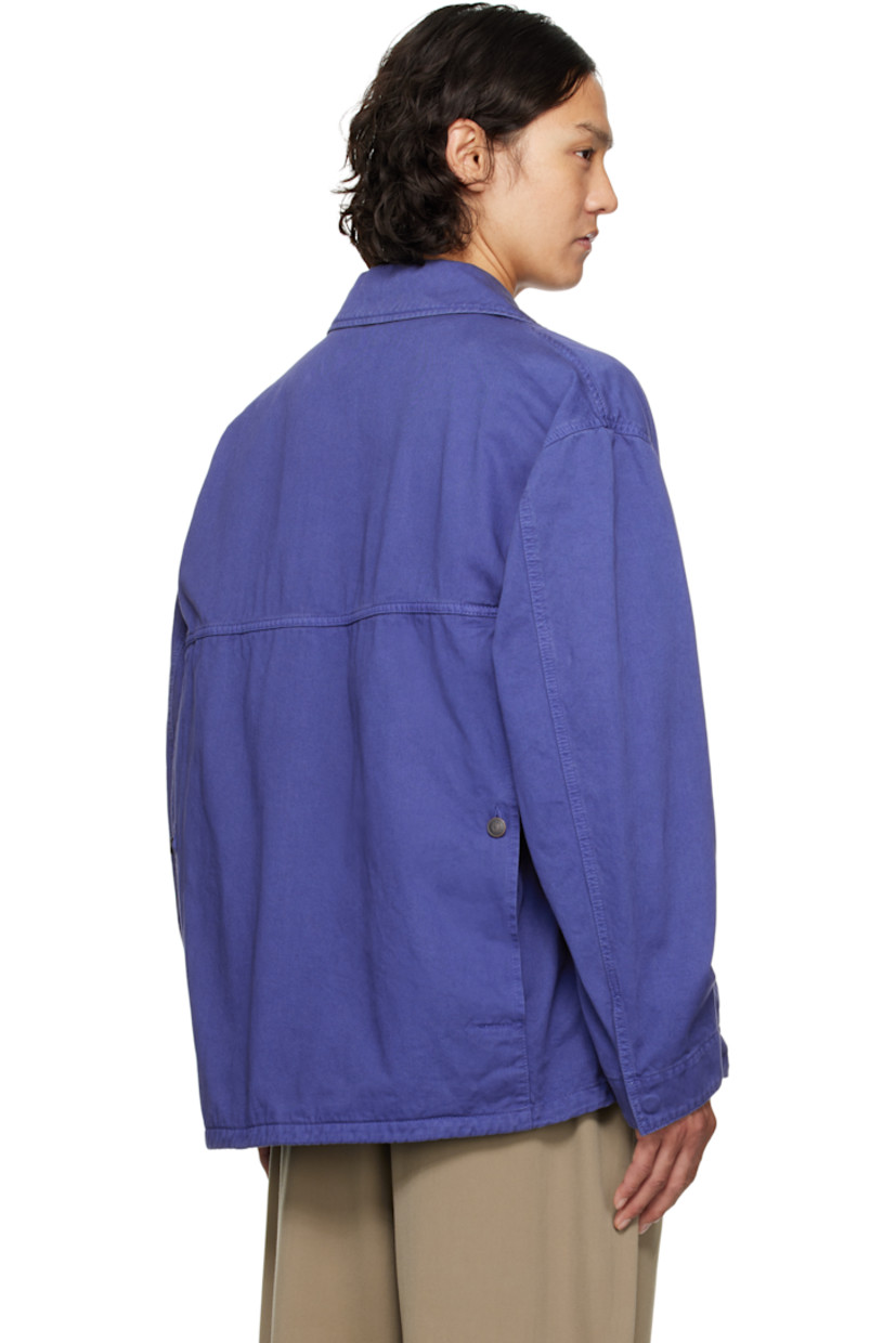 Boxy-fit cotton twill jacket. Subtle fading throughout.

· Detachable throat guard at spread collar
· Two-way zip closure with button placket
· Patch pockets and flap pockets
· Concealed bungee-style drawstring at hem
· Eyelets at underarms
· Dropped shoulders
· Press-stud barrel cuffs
· Concealed kangaroo pocket at back
· Logo-engraved copper-tone hardware

Supplier color: Celtic blue