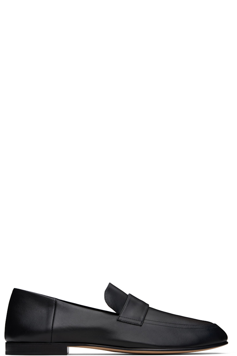 Buffed calfskin loafers in black.

· Moc toe
· Strap at vamp
· Collapsible heel counter
· Suede and buffed calfskin lining
· Stacked leather block heel with rubber injection
· Polished leather sole

Supplier color: Black