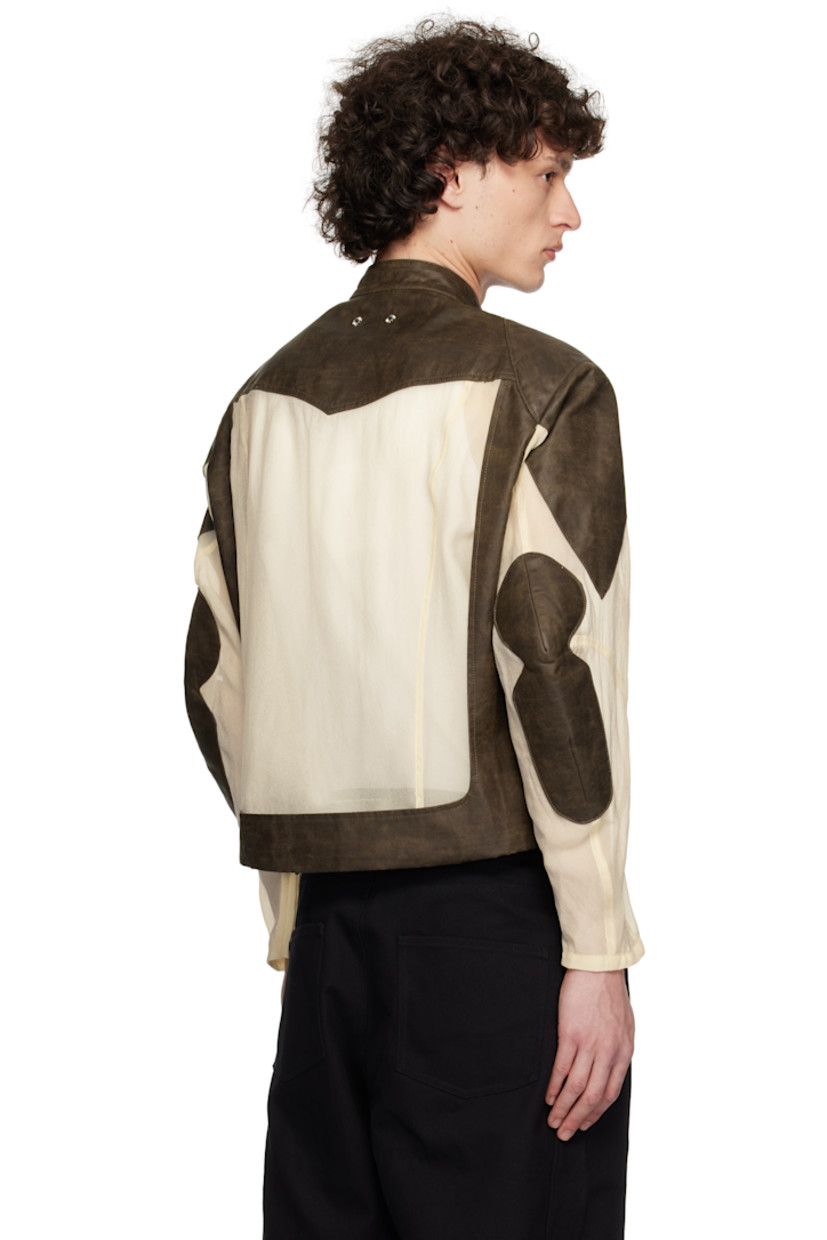 Grained faux-leather and sheer triacetate-blend organza jacket.

· Paneled construction
· Press-stud fastening at band collar
· Two-way zip closure
· Zip pockets
· Zip expansion panel at cuffs
· Rivets at back collar

Supplier color: Brown