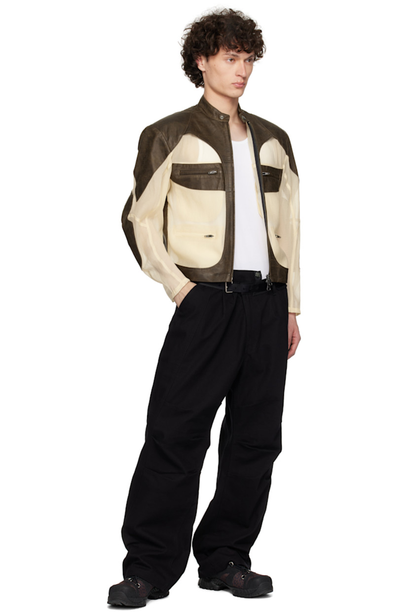 Grained faux-leather and sheer triacetate-blend organza jacket.

· Paneled construction
· Press-stud fastening at band collar
· Two-way zip closure
· Zip pockets
· Zip expansion panel at cuffs
· Rivets at back collar

Supplier color: Brown