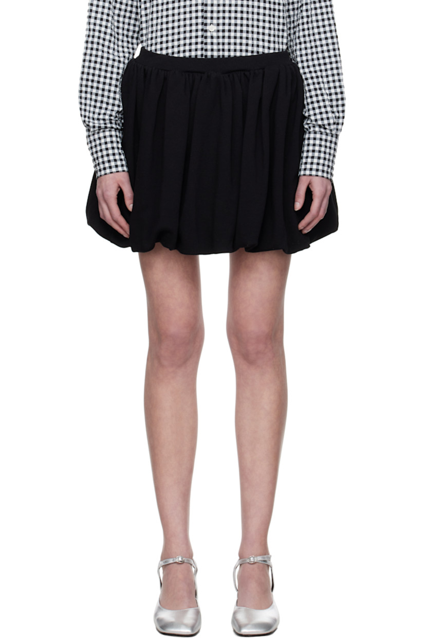 Cotton jersey miniskirt. 

· Gathering at elasticized waistband
· Bubble hem 
· Jersey lining 

Supplier color: Black