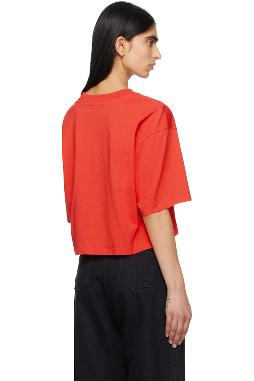 Boxy-fit cotton jersey T-shirt.

· Rib-knit crewneck
· Logo printed at chest
· Cropped hem
· Dropped shoulders

Supplier color: Red