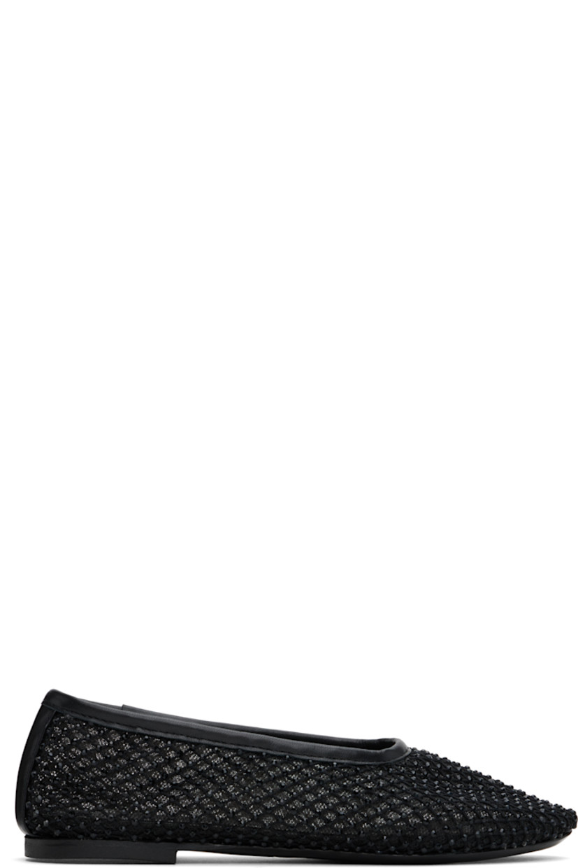 Semi-sheer mesh ballerina flats in black.

· Crystal-cut accents throughout
· Buffed leather trim at collar
· Logo embossed at buffed leather footbed
· Nappa leather sole with rubber injection

Supplier color: Black