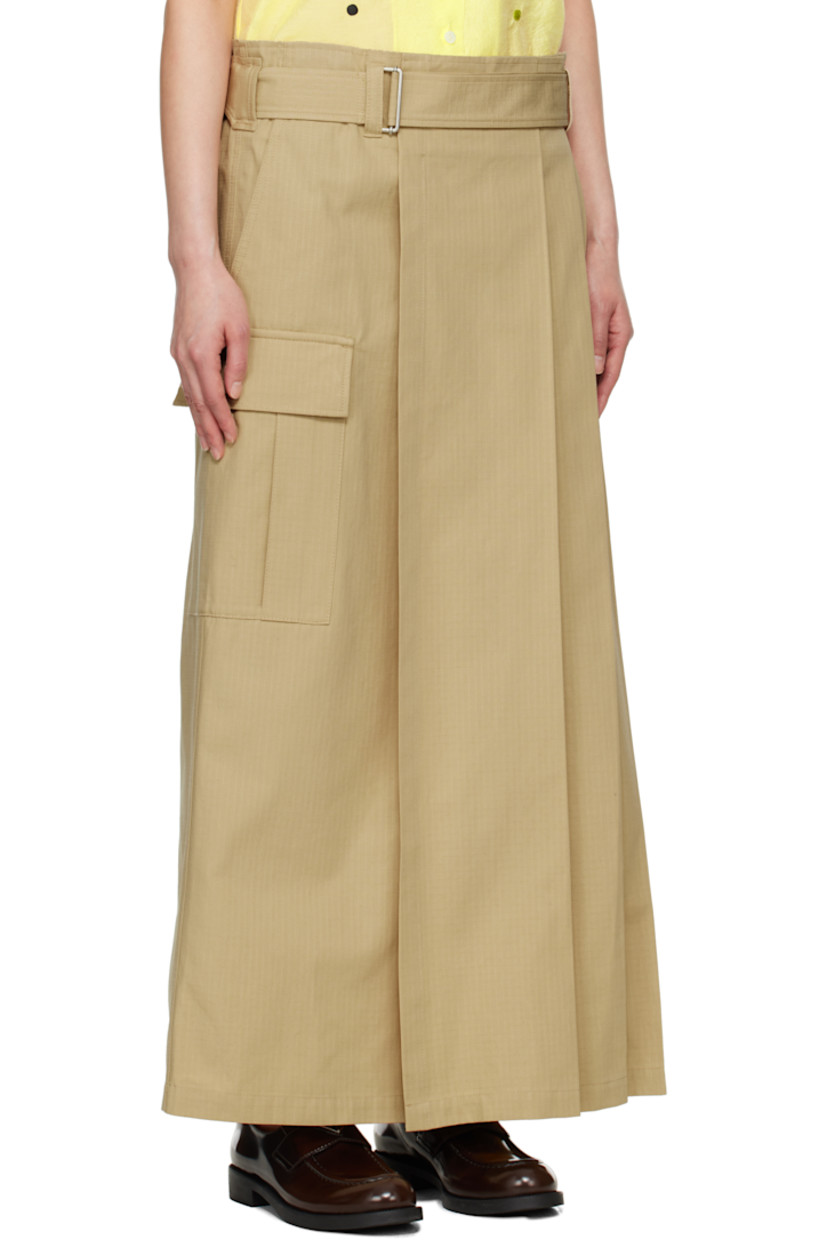 Cotton ripstop maxi skirt. Pleats throughout.

· Belt loops and detachable cinch belt
· Two-pocket styling
· Vent at front
· Cargo pocket at side seams
· Embroidered logo patch at cargo pocket
· Unlined

Supplier color: Beige