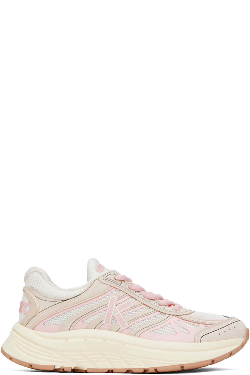 Low-top mesh sneakers in off-white and pink.

· Faux-suede and bonded trim throughout
· Perforated detailing and embossed logo at toe
· Lace-up closure
· Rubberized logo at padded tongue
· Padded collar
· Bonded logo at outer side
· Rubberized logo trim at heel counter
· Jersey lining
· Textured foam rubber midsole
· Treaded rubber sole

Supplier color: Blush