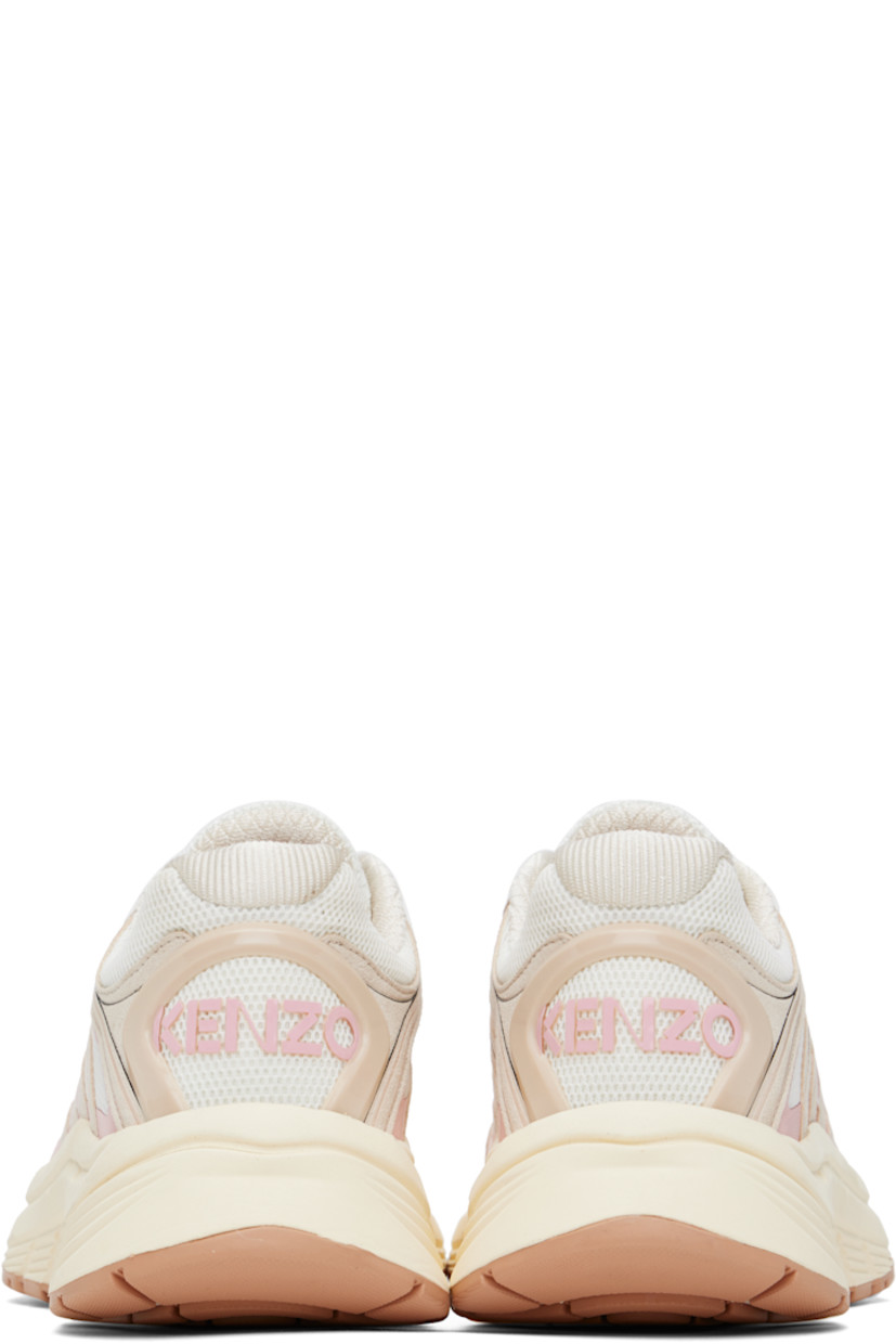 Low-top mesh sneakers in off-white and pink.

· Faux-suede and bonded trim throughout
· Perforated detailing and embossed logo at toe
· Lace-up closure
· Rubberized logo at padded tongue
· Padded collar
· Bonded logo at outer side
· Rubberized logo trim at heel counter
· Jersey lining
· Textured foam rubber midsole
· Treaded rubber sole

Supplier color: Blush