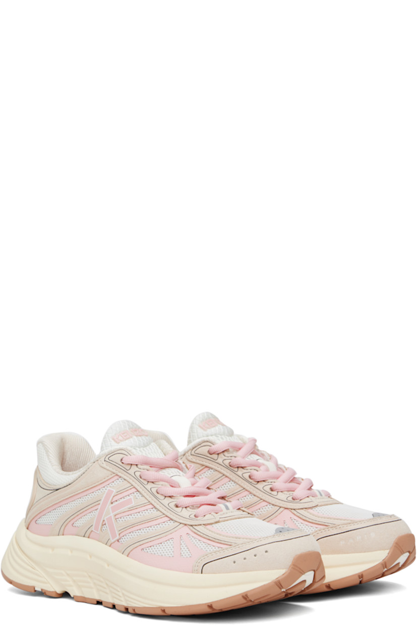 Low-top mesh sneakers in off-white and pink.

· Faux-suede and bonded trim throughout
· Perforated detailing and embossed logo at toe
· Lace-up closure
· Rubberized logo at padded tongue
· Padded collar
· Bonded logo at outer side
· Rubberized logo trim at heel counter
· Jersey lining
· Textured foam rubber midsole
· Treaded rubber sole

Supplier color: Blush