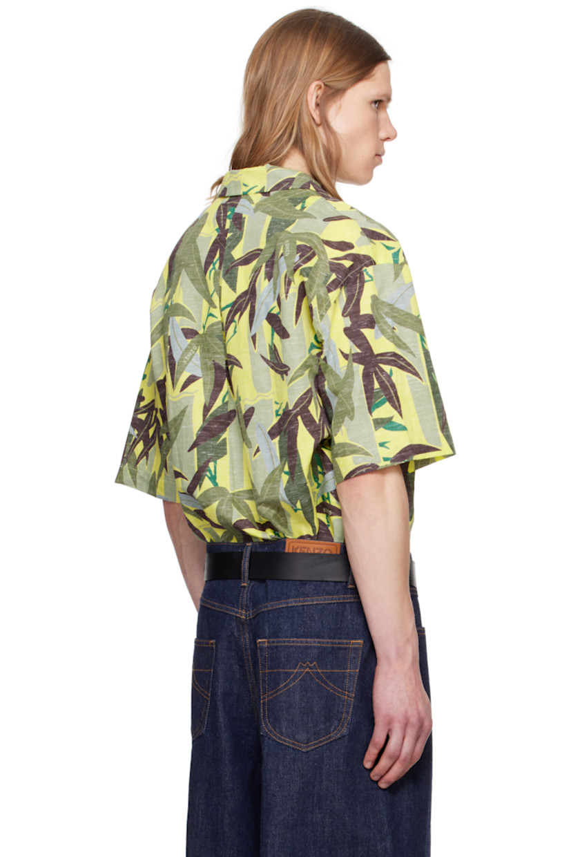 Plain-woven cotton- and linen-blend shirt. Graphic pattern printed throughout. 

· Spread collar
· Button closure 
· Vented side seams
· Dropped shoulders
· Inverted box pleat at back

Supplier color: Absinthe