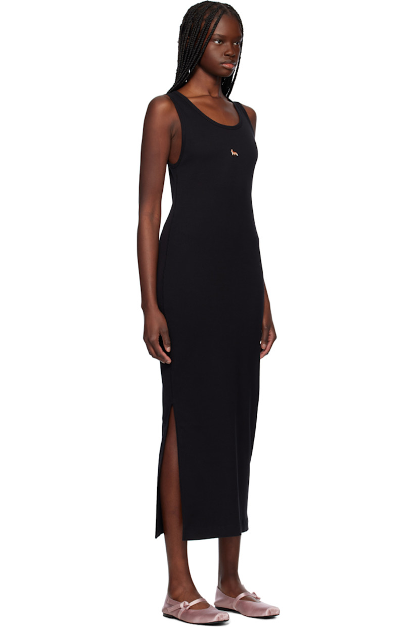 Cotton ribbed jersey midi dress.

· Scoop neck
· Logo embroidered at chest
· Slit at side seam

Supplier color: Black