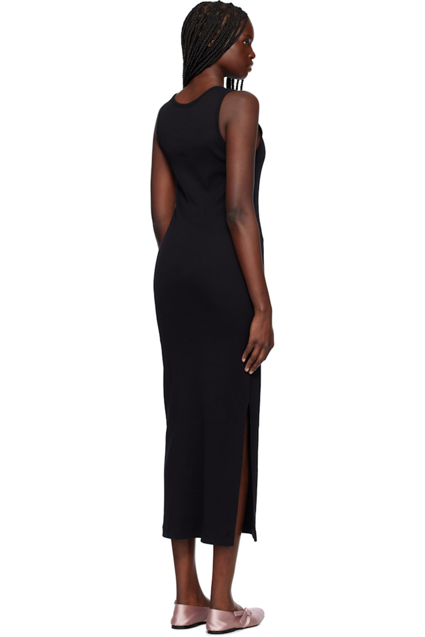 Cotton ribbed jersey midi dress.

· Scoop neck
· Logo embroidered at chest
· Slit at side seam

Supplier color: Black