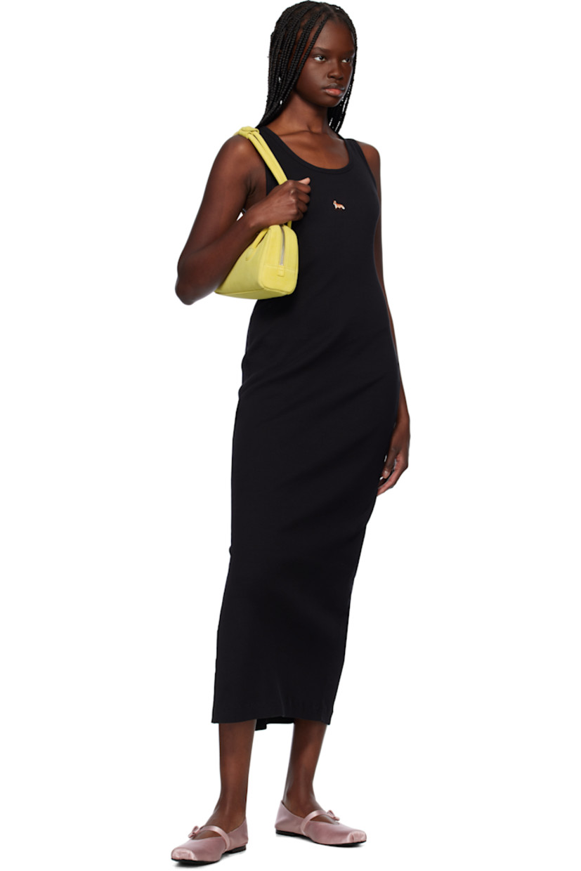 Cotton ribbed jersey midi dress.

· Scoop neck
· Logo embroidered at chest
· Slit at side seam

Supplier color: Black