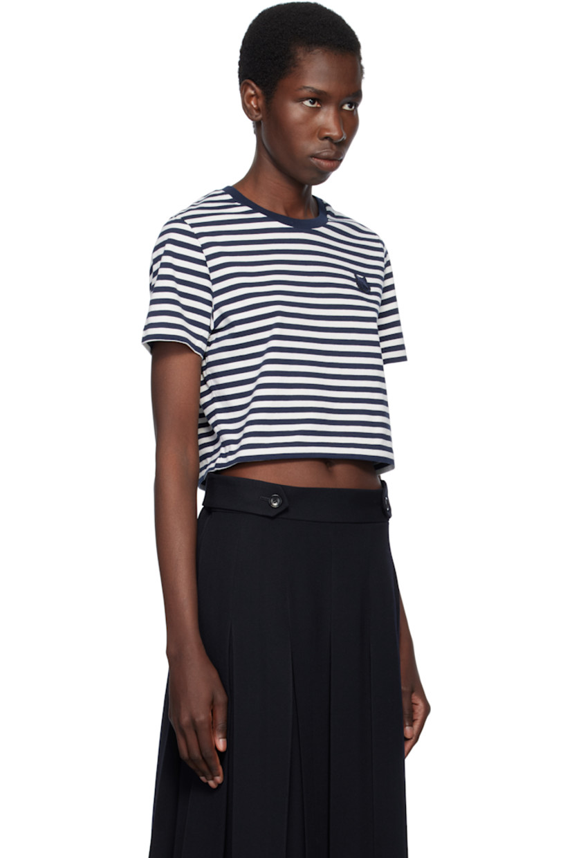 Cotton jersey T-shirt. Stripes throughout.

· Rib-knit crewneck
· Embroidered logo patch at chest
· Cropped hem

Supplier color: Ink blue/Milk