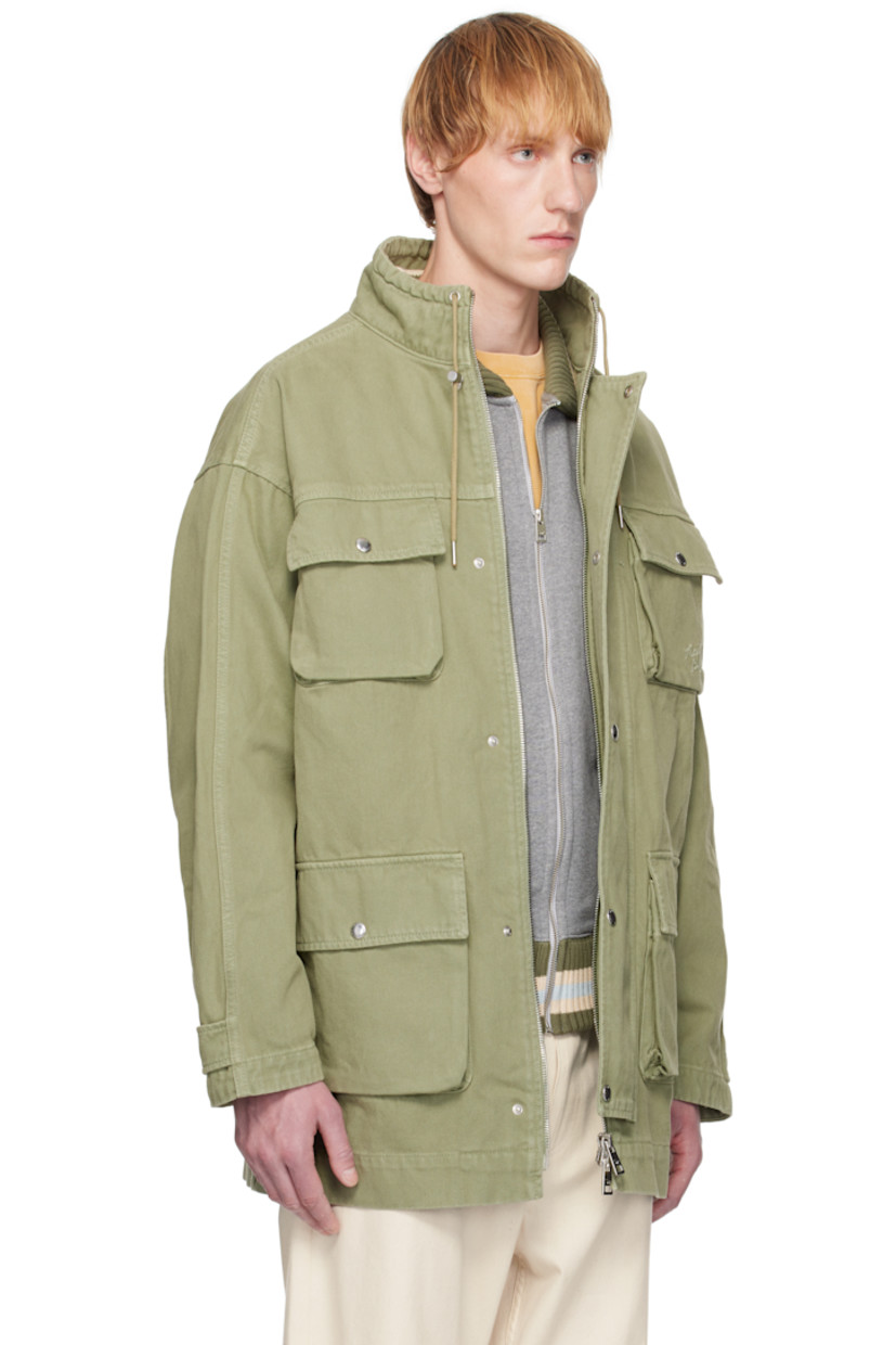 Overdyed non-stretch denim parka.

· Cord-lock drawstring at stand collar
· Two-way zip closure with press-stud placket
· Logo embroidered at chest
· Bellows pockets
· Dropped shoulders
· Press-stud tab at cuffs
· Leather logo patch at back
· Unlined
· Logo-engraved silver-tone hardware

Supplier color: Turf green