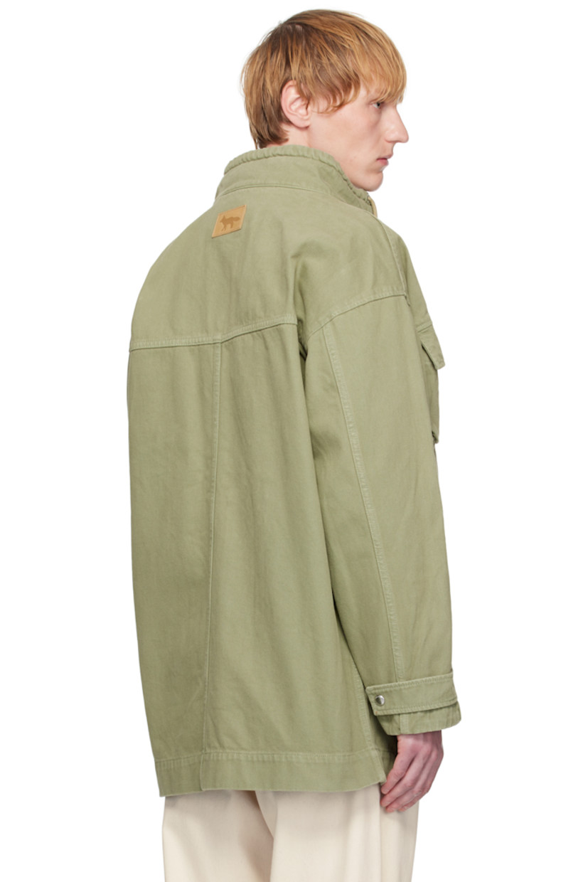 Overdyed non-stretch denim parka.

· Cord-lock drawstring at stand collar
· Two-way zip closure with press-stud placket
· Logo embroidered at chest
· Bellows pockets
· Dropped shoulders
· Press-stud tab at cuffs
· Leather logo patch at back
· Unlined
· Logo-engraved silver-tone hardware

Supplier color: Turf green