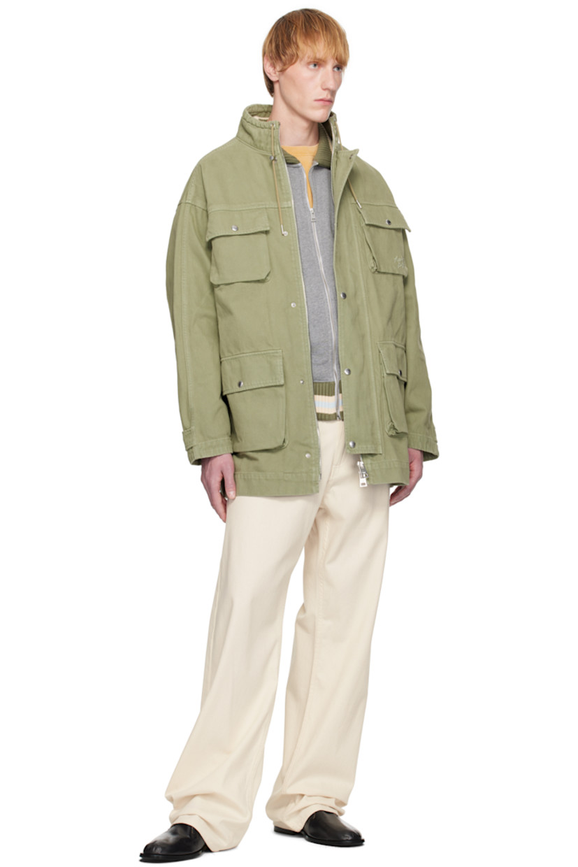Overdyed non-stretch denim parka.

· Cord-lock drawstring at stand collar
· Two-way zip closure with press-stud placket
· Logo embroidered at chest
· Bellows pockets
· Dropped shoulders
· Press-stud tab at cuffs
· Leather logo patch at back
· Unlined
· Logo-engraved silver-tone hardware

Supplier color: Turf green