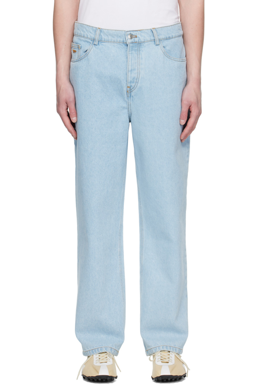 Loose-fit non-stretch denim jeans. Fading throughout. 

· Belt loops
· Five-pocket styling
· Button fly
· Logo graphic embroidered at coin pocket
· Jacron logo patch at back waistband
· Logo embroidered at back pocket
· Logo-engraved silver-tone hardware
· Contrast stitching in tan

Supplier color: Light wash