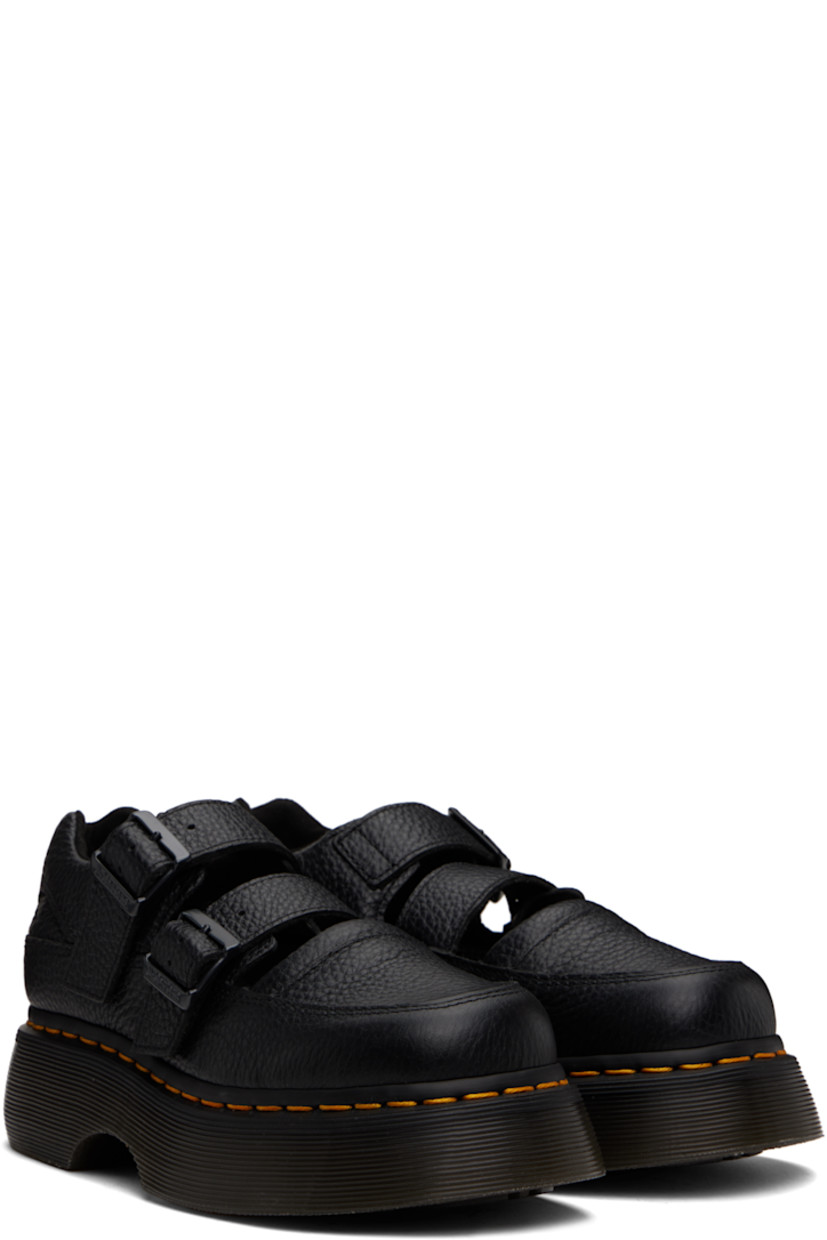 Pebble-grained nappa leather Mary Jane-style loafers in black.

· Pin-buckle straps at vamp
· Padded collar
· Suede lining
· Yellow topstitching at heat-sealed Goodyear welt
· Treaded Air Cushion rubber platform sole
· Platform: H1.5"

Supplier color: Black milled nappa