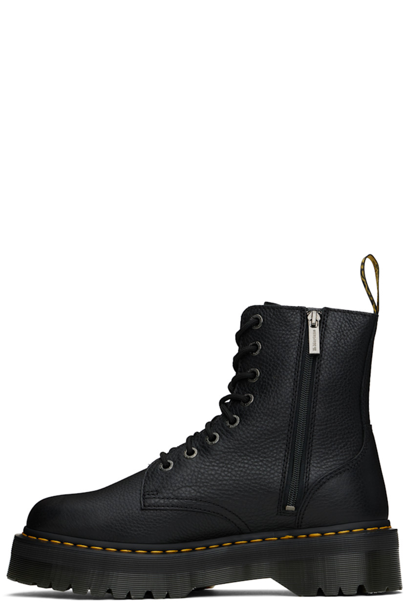 Ankle-high grained leather boots in black.

· Lace-up closure
· Zip closure at inner side
· Pull-loop at heel collar
· Suede lining
· Yellow topstitching at heat-sealed Goodyear welt
· Treaded Air Cushion rubber platform sole
· Logo-engraved silver-tone hardware
· Platform: H2"

Supplier color: Black Pisa
