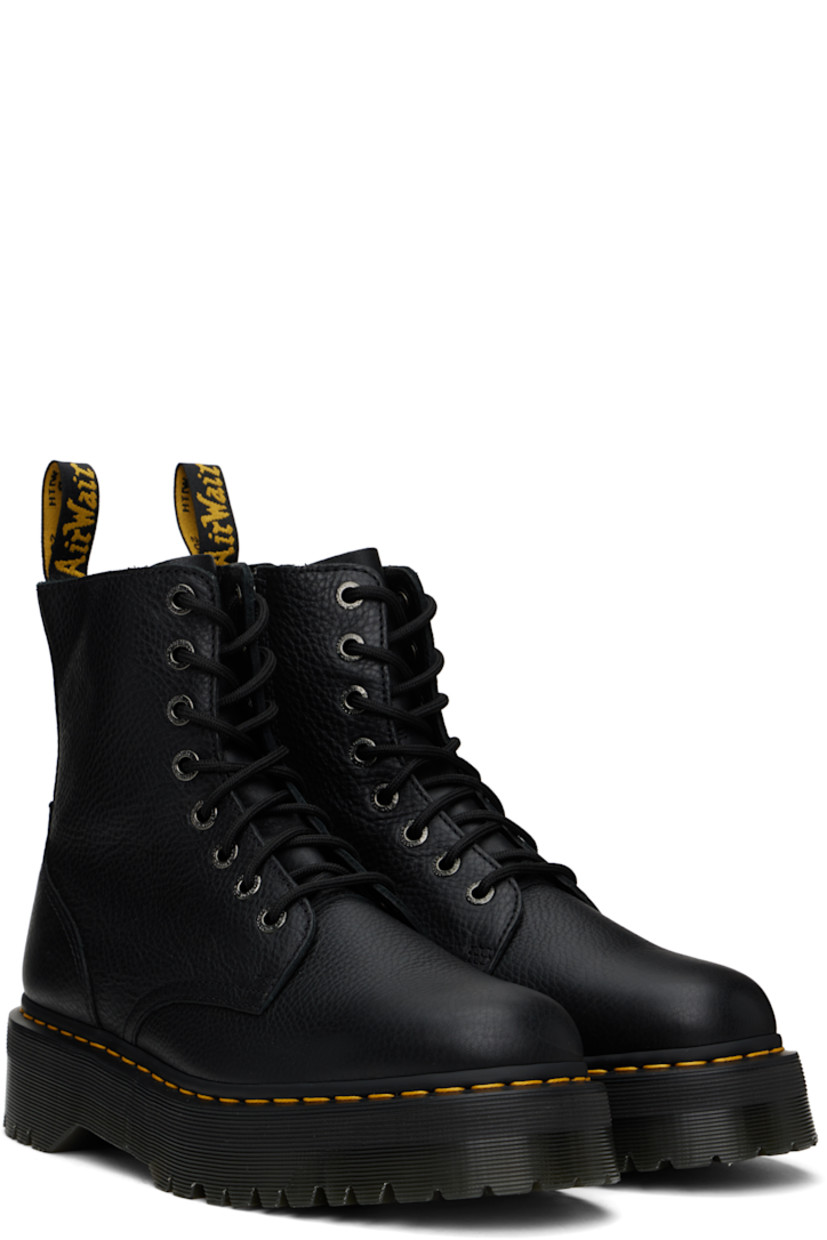 Ankle-high grained leather boots in black.

· Lace-up closure
· Zip closure at inner side
· Pull-loop at heel collar
· Suede lining
· Yellow topstitching at heat-sealed Goodyear welt
· Treaded Air Cushion rubber platform sole
· Logo-engraved silver-tone hardware
· Platform: H2"

Supplier color: Black Pisa