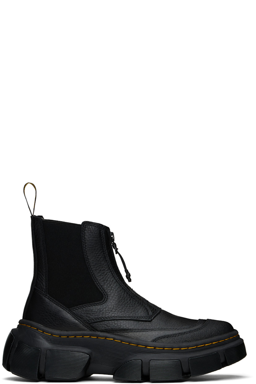 Ankle-high nappa leather Chelsea boots in black.

· Textured cap toe
· Zip closure
· Elasticized gusset at sides
· Pull-loop at heel collar
· Logo stamp at padded SoftWair® footbed
· Mesh lining
· Yellow topstitching at heat-sealed Goodyear welt
· Treaded Air Cushion rubber platform sole
· Platform: H2.25"

Supplier color: Black lunar
