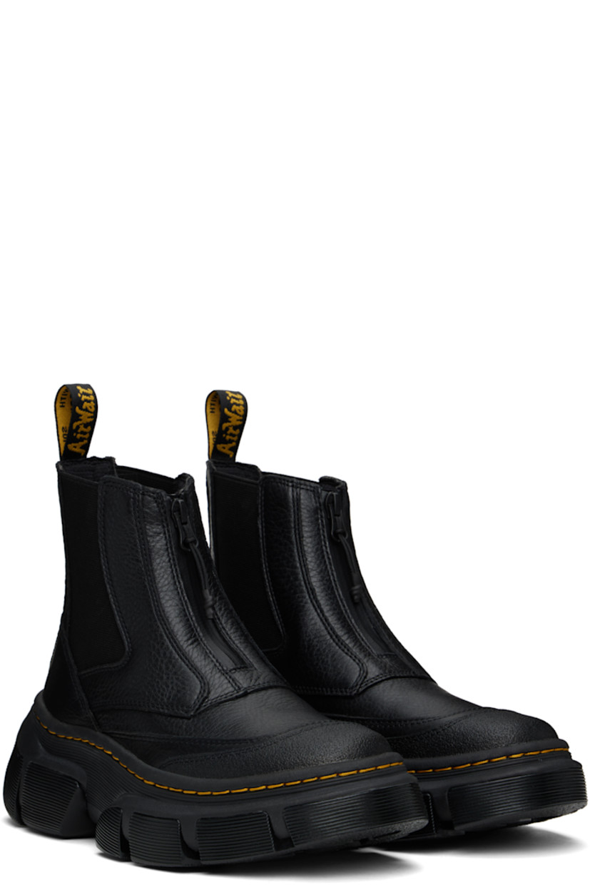 Ankle-high nappa leather Chelsea boots in black.

· Textured cap toe
· Zip closure
· Elasticized gusset at sides
· Pull-loop at heel collar
· Logo stamp at padded SoftWair® footbed
· Mesh lining
· Yellow topstitching at heat-sealed Goodyear welt
· Treaded Air Cushion rubber platform sole
· Platform: H2.25"

Supplier color: Black lunar