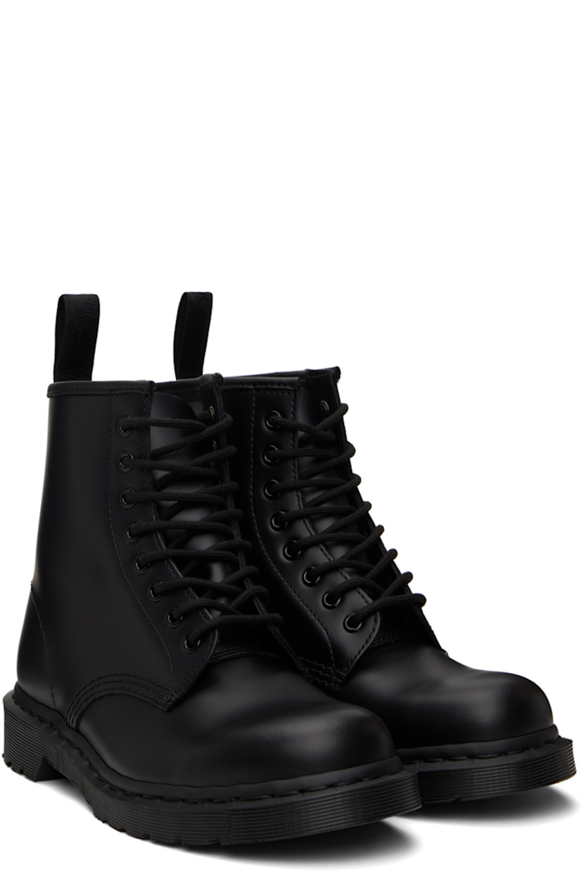 Ankle-high buffed leather boots in black.

· Lace-up closure
· Pull-loop at heel collar
· Suede lining
· Topstitching at heat-sealed Goodyear welt
· Treaded Air Cushion rubber sole

Supplier color: Black smooth