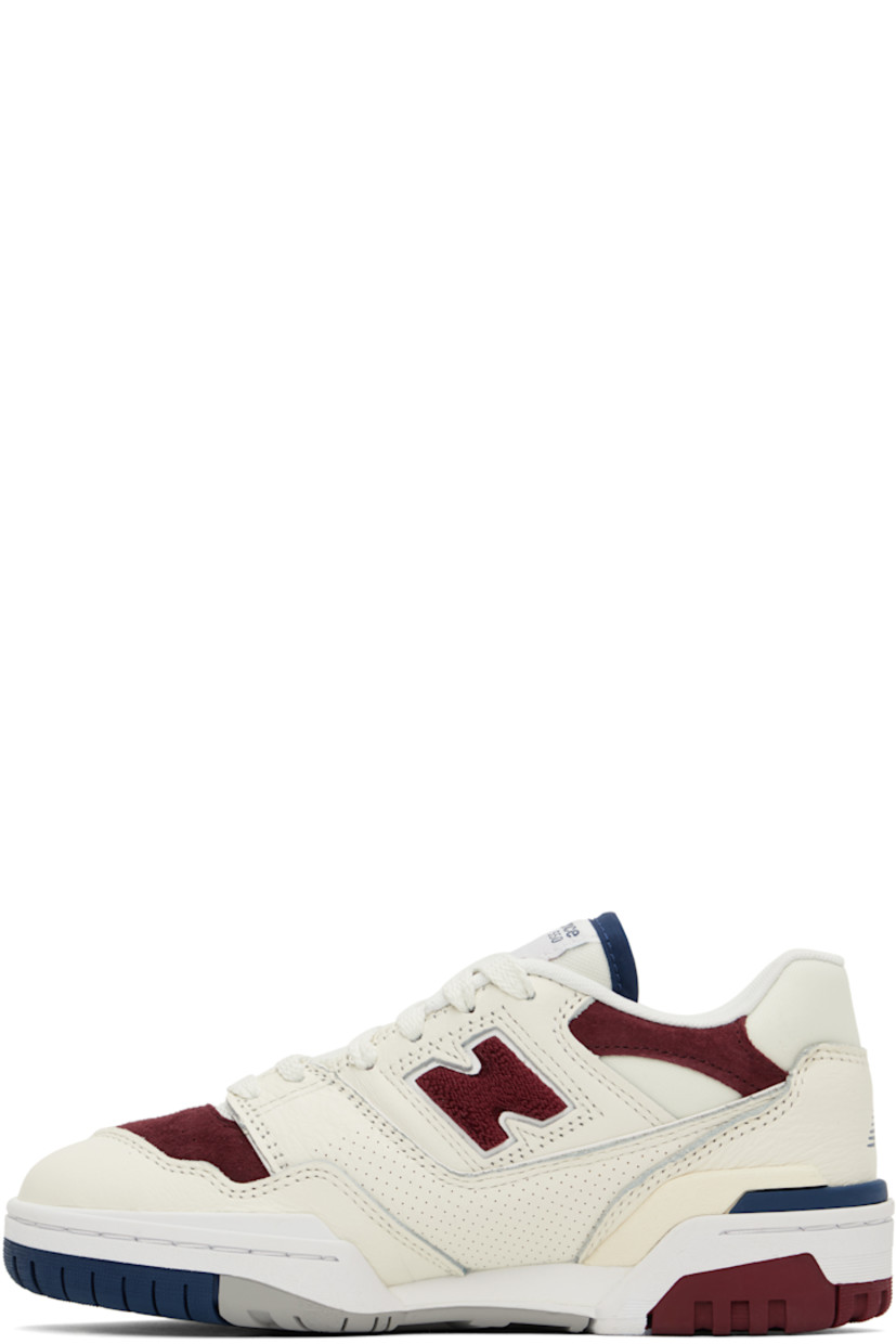 Low-top grained leather and suede sneakers in off-white and burgundy.

· Perforated detailing throughout
· Lace-up closure
· Logo patch at padded tongue 
· Padded collar
· Terrycloth logo appliqué at sides
· Logo printed at heel counter
· Mesh lining
· Logo embossed at rubber midsole
· Treaded rubber sole

Supplier color: Sea salt/Mercury red