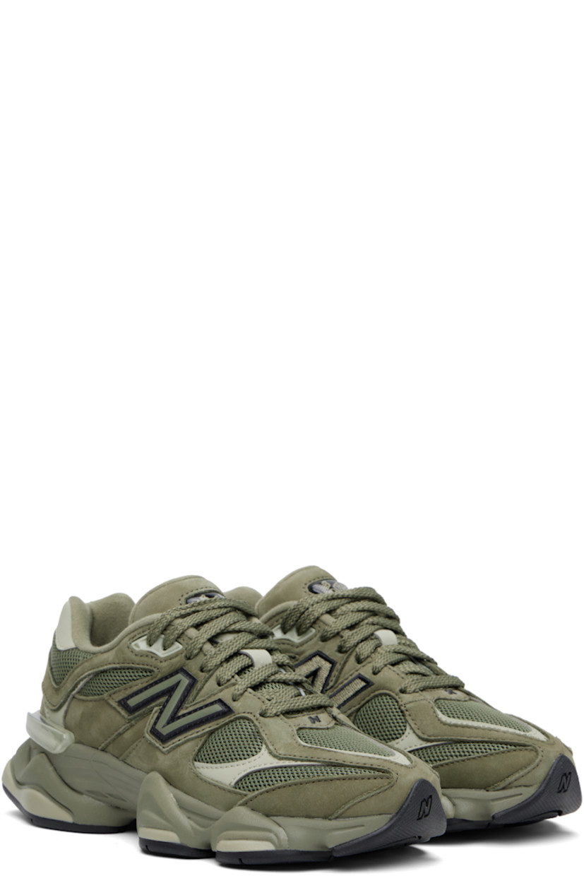 Low-top pigskin nubuck, buffed pigskin, and mesh sneakers in green. Logo embroidered at vamp, inner side, and heel tab.

· Lace-up closure
· Rubberized logo patch at padded tongue
· Padded collar
· Logo appliqué at outer side
· Rubber CR trim at heel counter
· Fleece lining
· ABZORB and SBS dual-density foam rubber midsole
· Treaded rubber sole

Supplier color: Dark olivine/Olivine/Black