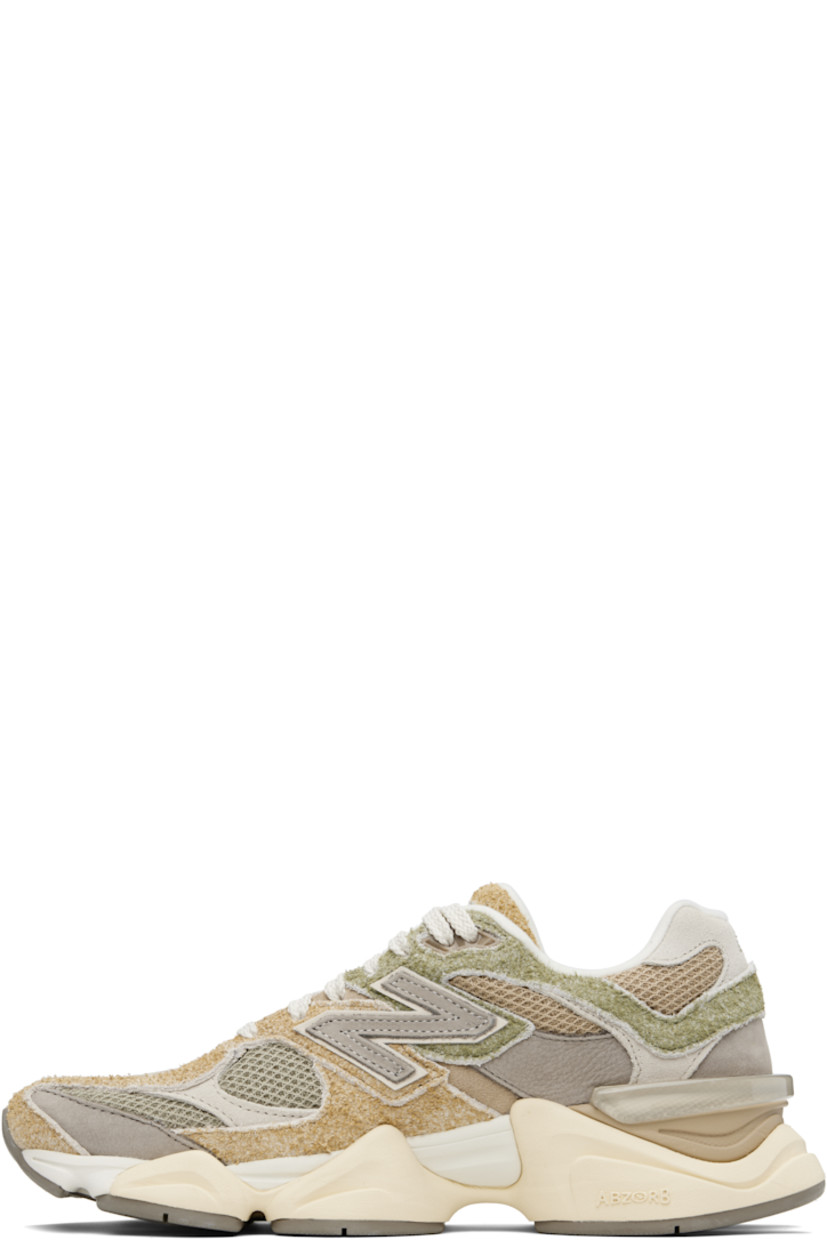 Low-top pigskin suede, buffed pigskin, and mesh sneakers in green and beige. Logo embroidered at vamp, inner side, and heel tab.

· Lace-up closure
· Rubberized logo patch at padded tongue
· Padded collar
· Logo appliqué at outer side
· Rubber CR trim at heel counter
· Fleece lining
· ABZORB and SBS dual-density foam rubber midsole
· Treaded rubber sole

Supplier color: Olivine/Great plains/Arid stone