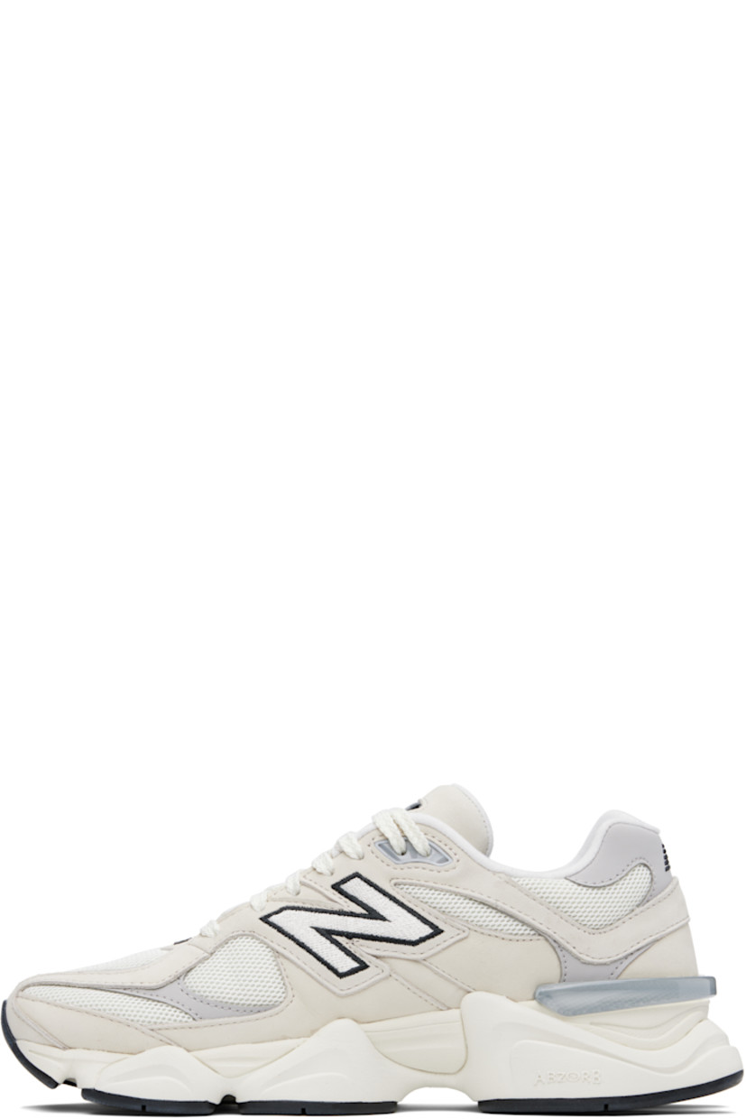Low-top nubuck pigskin, buffed pigskin, and mesh sneakers in off-white. Logo embroidered at vamp, inner side, and heel tab.

· Lace-up closure
· Rubberized logo patch at padded tongue
· Padded collar
· Logo appliqué at outer side
· Rubber CR trim at heel counter
· Fleece lining
· ABZORB and SBS dual-density foam rubber midsole
· Treaded rubber sole

Supplier color: Sea salt/Raincloud/Black