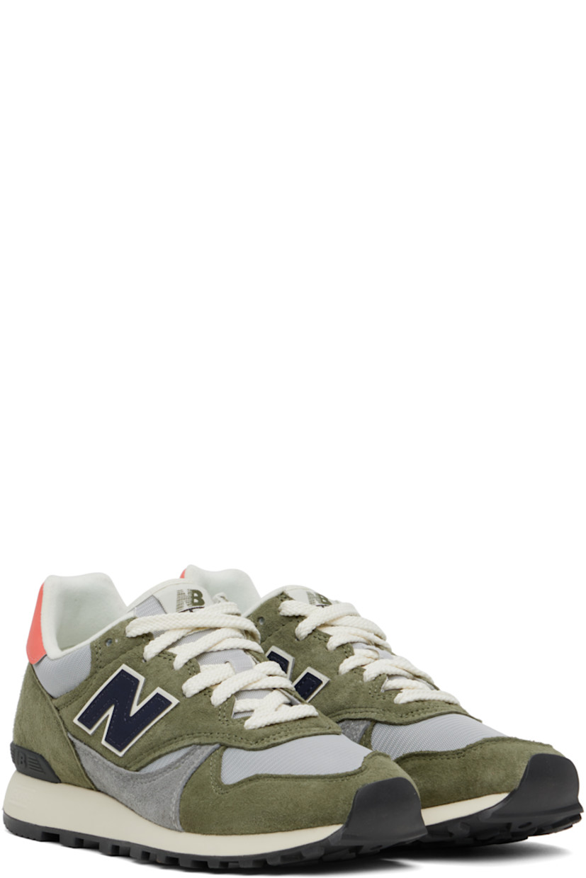 Low-top mesh and pigskin suede sneakers in khaki and gray.

· Lace-up closure
· Logo patch at tongue
· Padded collar
· Logo appliqué at sides
· Logo printed at heel tab
· Logo-embossed rubberized trim at heel counter
· Fleece lining
· C-CAP® foam rubber midsole
· Treaded rubber sole

Supplier color: Dark olivine/Raincloud/Drift red
