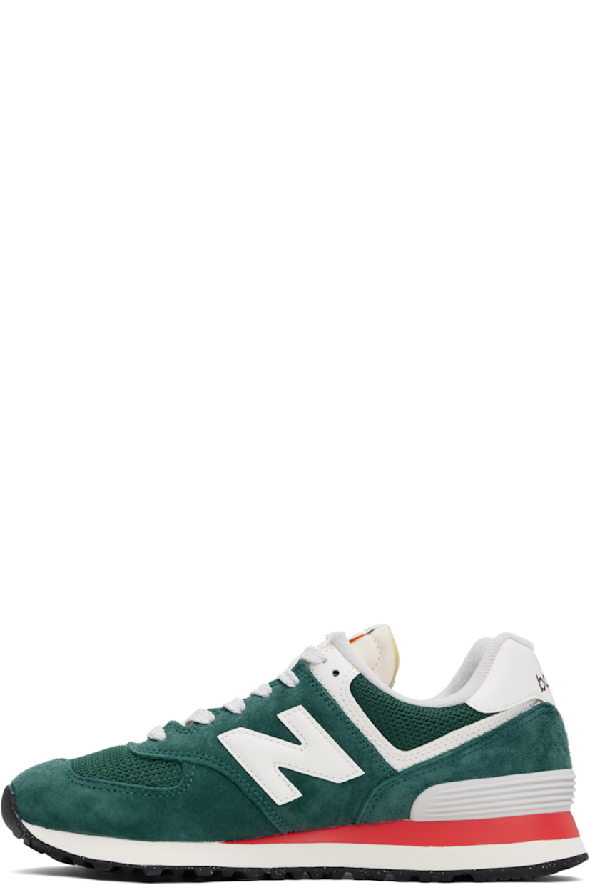 Low-top mesh, suede, and grained leather sneakers in green.

· Lace-up closure
· Logo patch at padded tongue
· Padded collar
· Logo appliqué at sides
· Logo printed at heel tab
· Logo-embossed rubberized trim at heel counter
· Terrycloth lining
· ENCAP® foam rubber midsole
· Treaded rubber sole

Supplier color: New spruce/Sea salt
