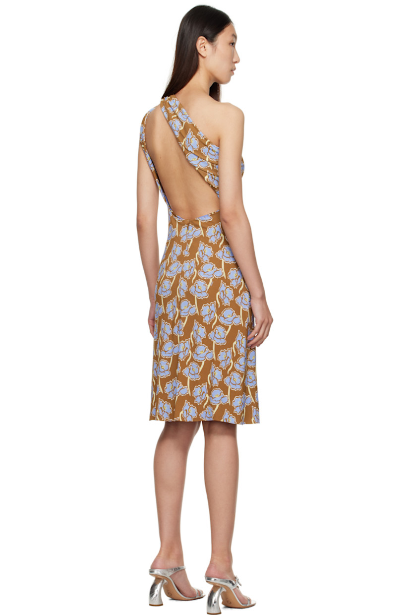 Stretch viscose crêpe jersey midi dress.

· Gathering and floral pattern throughout
· Single-shoulder construction
· Cutout at shoulder extends to back
· Concealed zip closure at low back
· Viscose crêpe jersey lining

Supplier color: Print