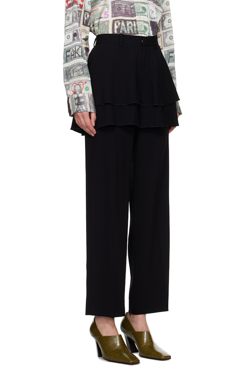 Triacetate- and polyester-blend crêpe trousers. Skirt-style overlay with ruffles.

· Layered construction
· Belt loops
· Four-pocket styling
· Zip-fly
· Creased legs

Supplier color: Black
