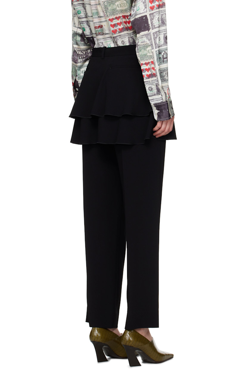 Triacetate- and polyester-blend crêpe trousers. Skirt-style overlay with ruffles.

· Layered construction
· Belt loops
· Four-pocket styling
· Zip-fly
· Creased legs

Supplier color: Black