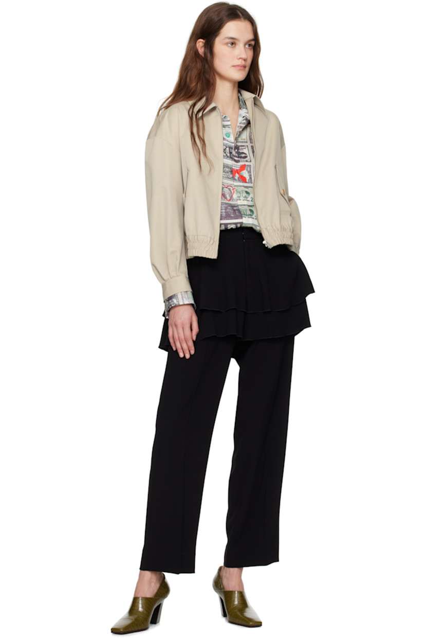 Triacetate- and polyester-blend crêpe trousers. Skirt-style overlay with ruffles.

· Layered construction
· Belt loops
· Four-pocket styling
· Zip-fly
· Creased legs

Supplier color: Black