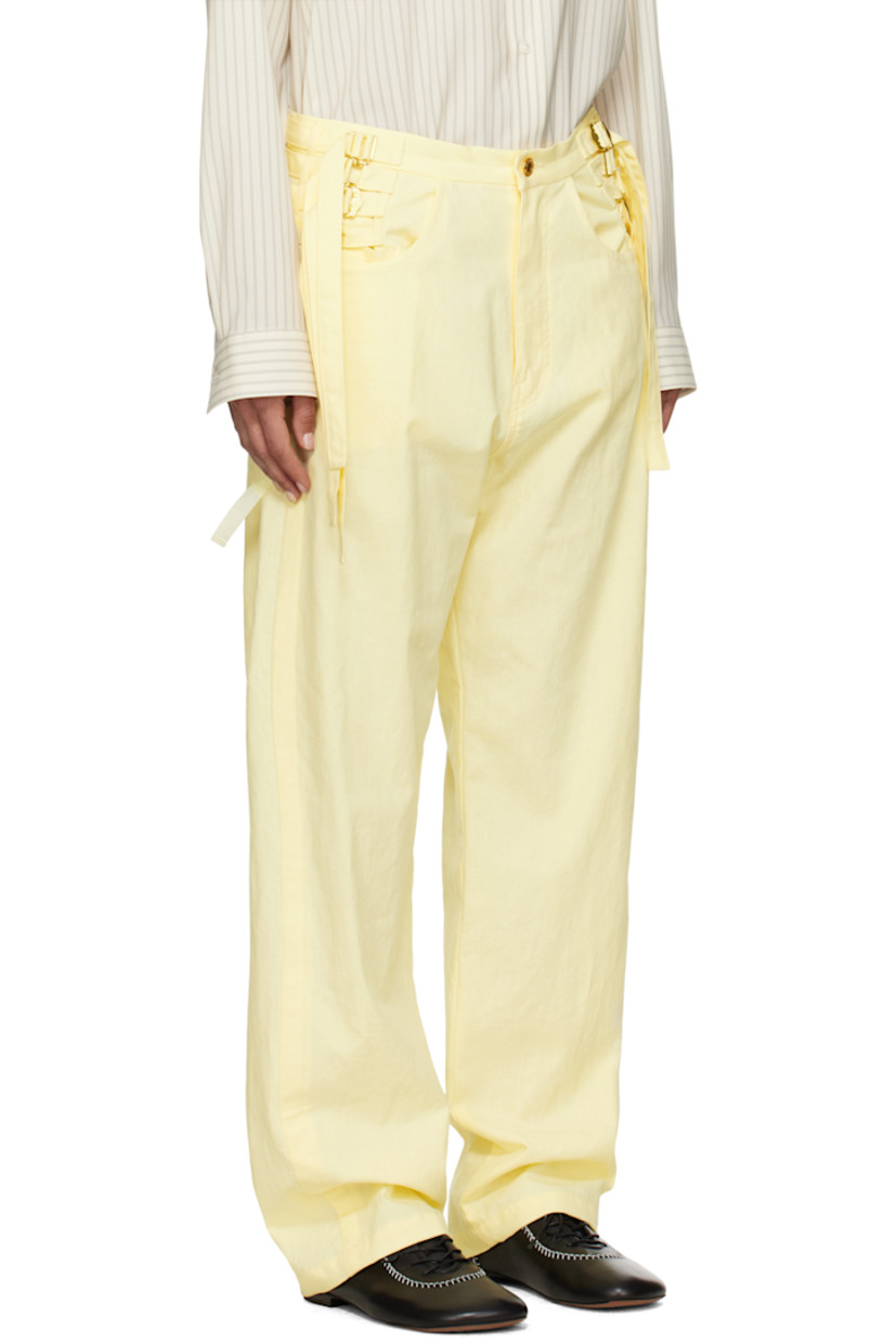 Cotton- and linen-blend canvas trousers. 

· Belt loops and integrated cinch straps at waistband 
· Five-pocket styling 
· Zip fly 
· Logo-engraved brass-tone hardware

Supplier color: L.Yellow