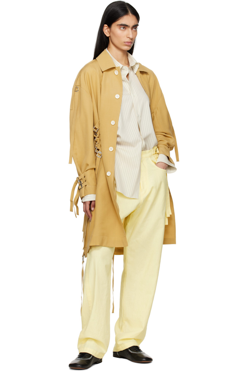 Cotton- and linen-blend canvas trousers. 

· Belt loops and integrated cinch straps at waistband 
· Five-pocket styling 
· Zip fly 
· Logo-engraved brass-tone hardware

Supplier color: L.Yellow