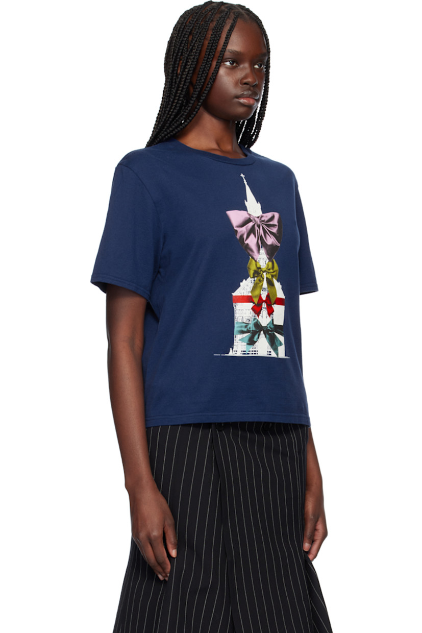 Cotton jersey T-shirt.

· Rib-knit crewneck
· Graphic printed at front

Supplier color: Dark blue