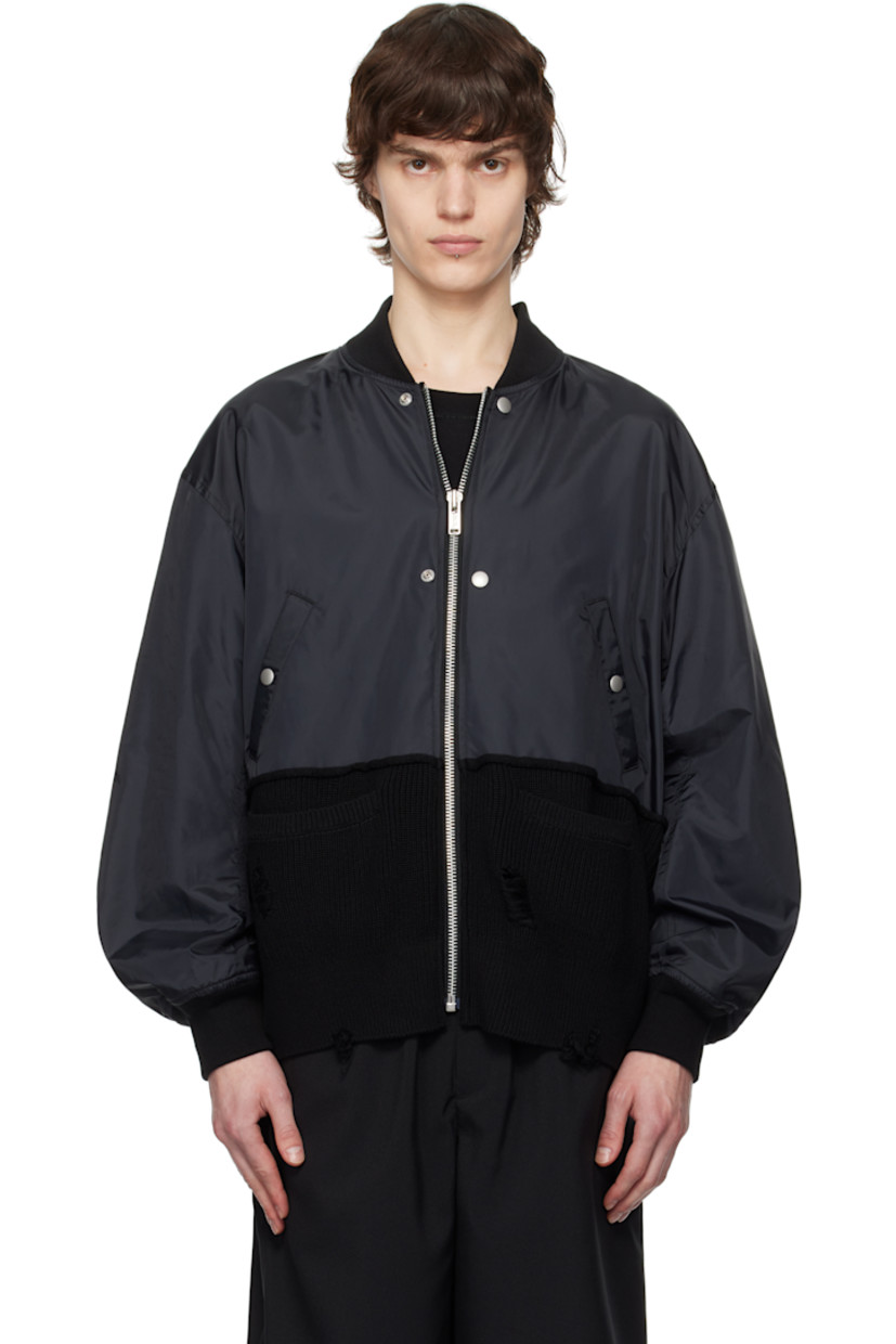 Nylon taffeta and rib-knit cotton-blend bomber jacket.

· Paneled construction
· Stand collar
· Zip closure
· Welt pockets
· Partial satin lining

Supplier color: Black