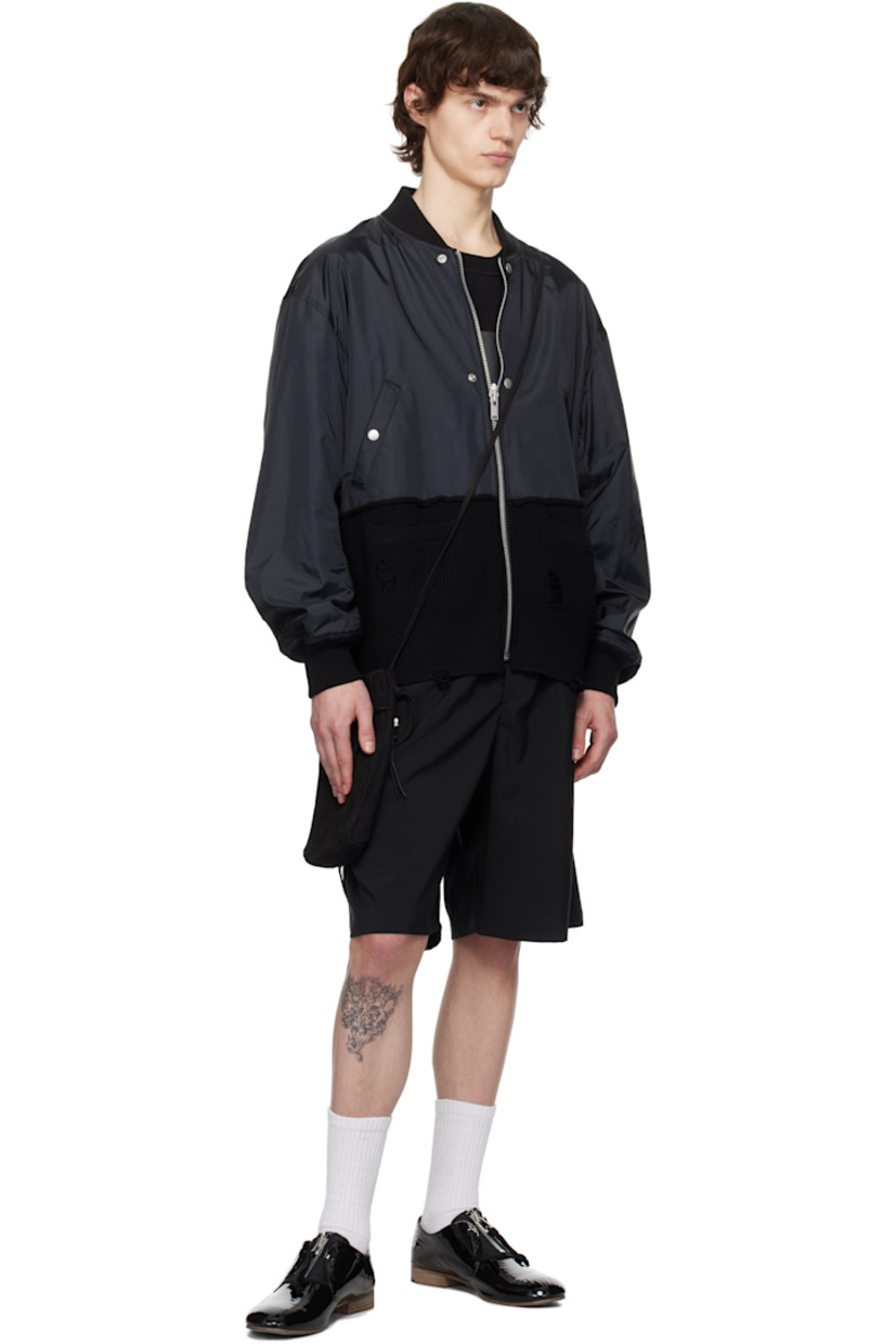 Nylon taffeta and rib-knit cotton-blend bomber jacket.

· Paneled construction
· Stand collar
· Zip closure
· Welt pockets
· Partial satin lining

Supplier color: Black