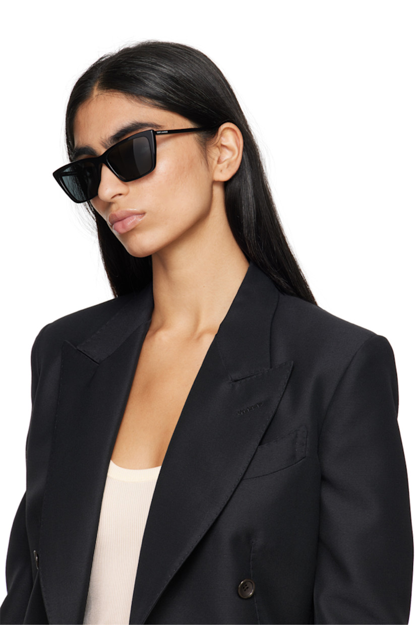 Cat-eye acetate-frame sunglasses in black. 

· Gray bio nylon lenses with 100% UVA/UVB protection
· Integrated nose pads
· Logo etched at temples
· Includes pouch
· Size: 54.16 145

Supplier color: Black