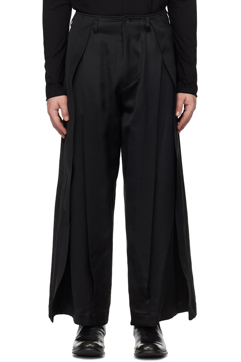 Wool- and cupro-blend satin trousers.

· Belt loops
· Four-pocket styling
· Zip-fly
· Inverted box pleat at legs 

Supplier color: Black