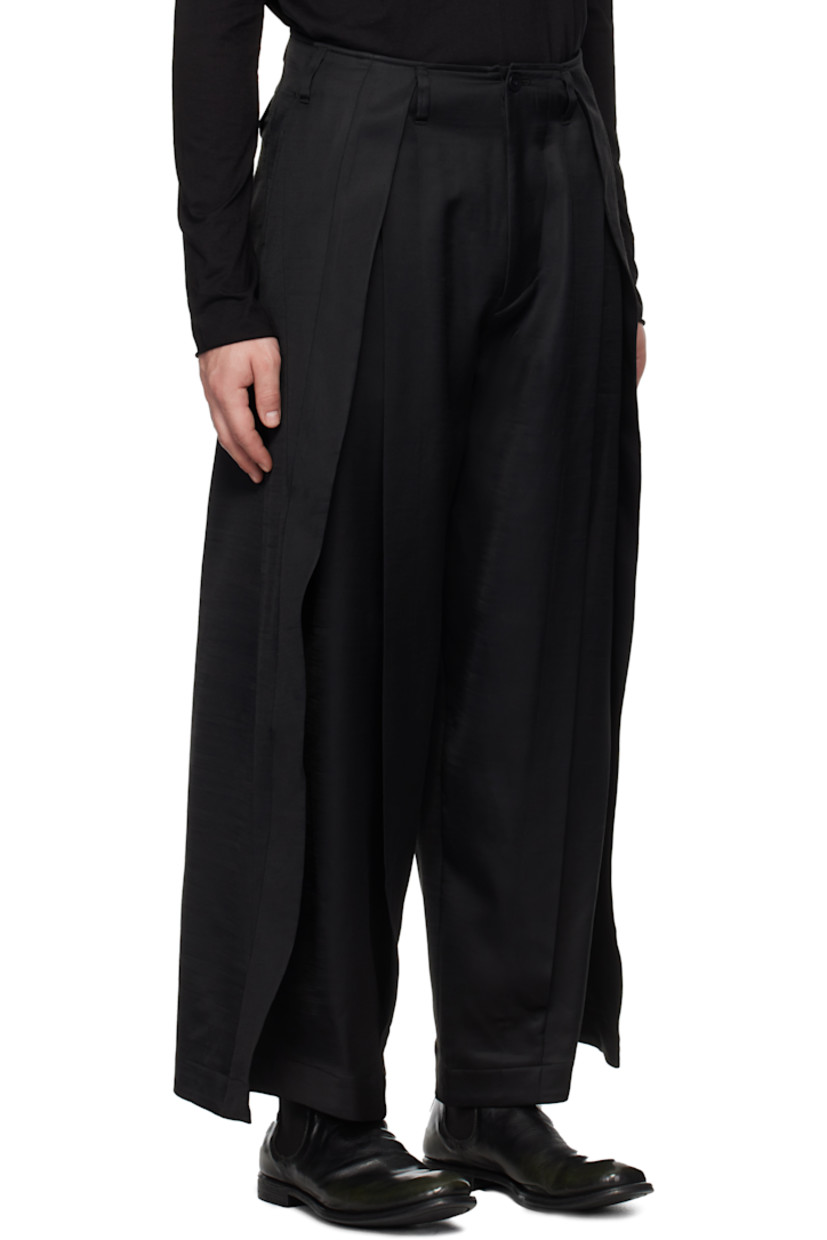 Wool- and cupro-blend satin trousers.

· Belt loops
· Four-pocket styling
· Zip-fly
· Inverted box pleat at legs 

Supplier color: Black