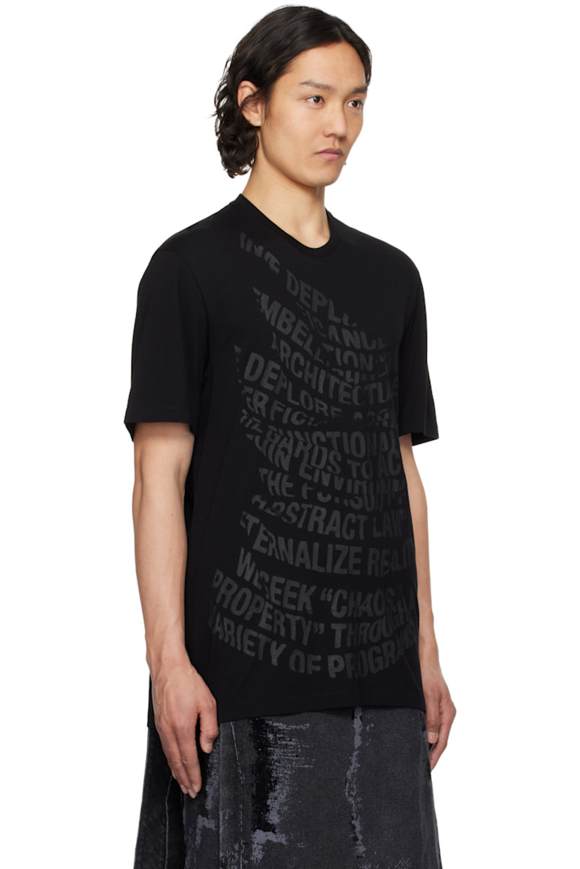 Cotton- and rayon-blend jersey T-shirt.

· Rib-knit crewneck 
· Text printed at front

Supplier color: Black