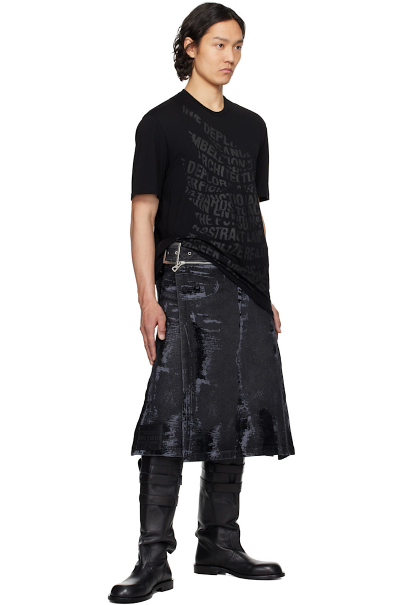 Cotton- and rayon-blend jersey T-shirt.

· Rib-knit crewneck 
· Text printed at front

Supplier color: Black