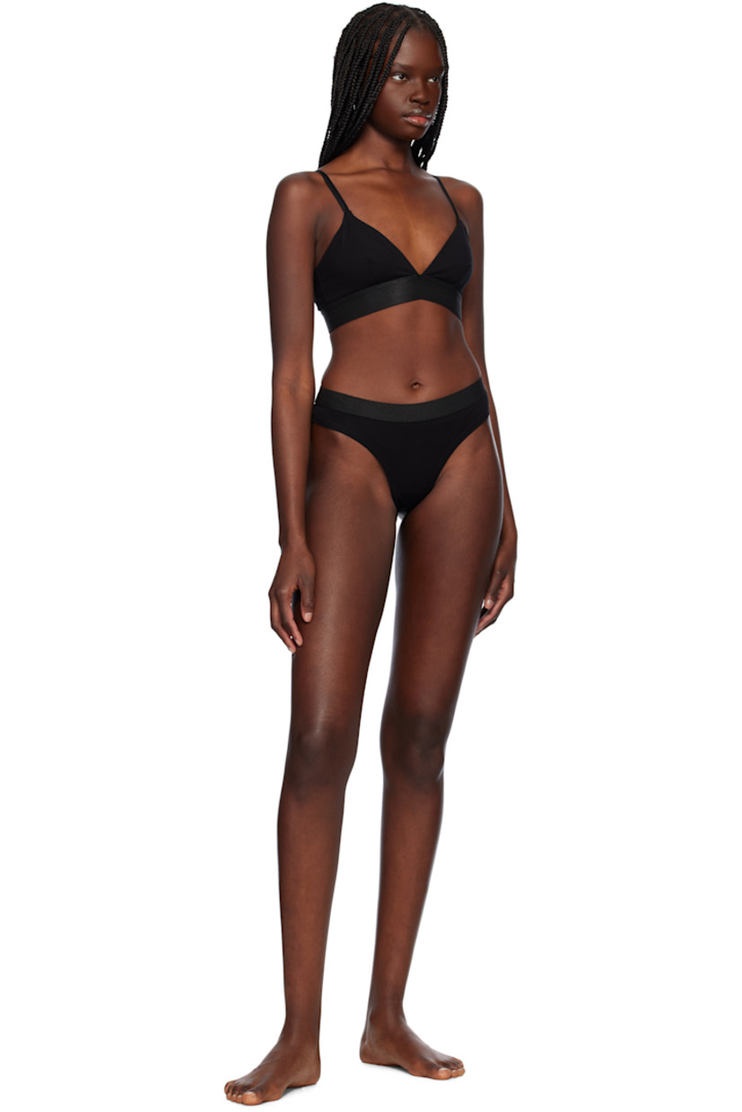 Stretch Tencel™ lyocell jersey bralette. Moisture-wicking.

· Plunging V-neck
· Herringbone trim at elasticized hem
· Adjustable shoulder straps convert to crisscrossing straps
· Jacquard logo at back
· Fully lined
· Logo-engraved silver-tone hardware

Supplier color: Black