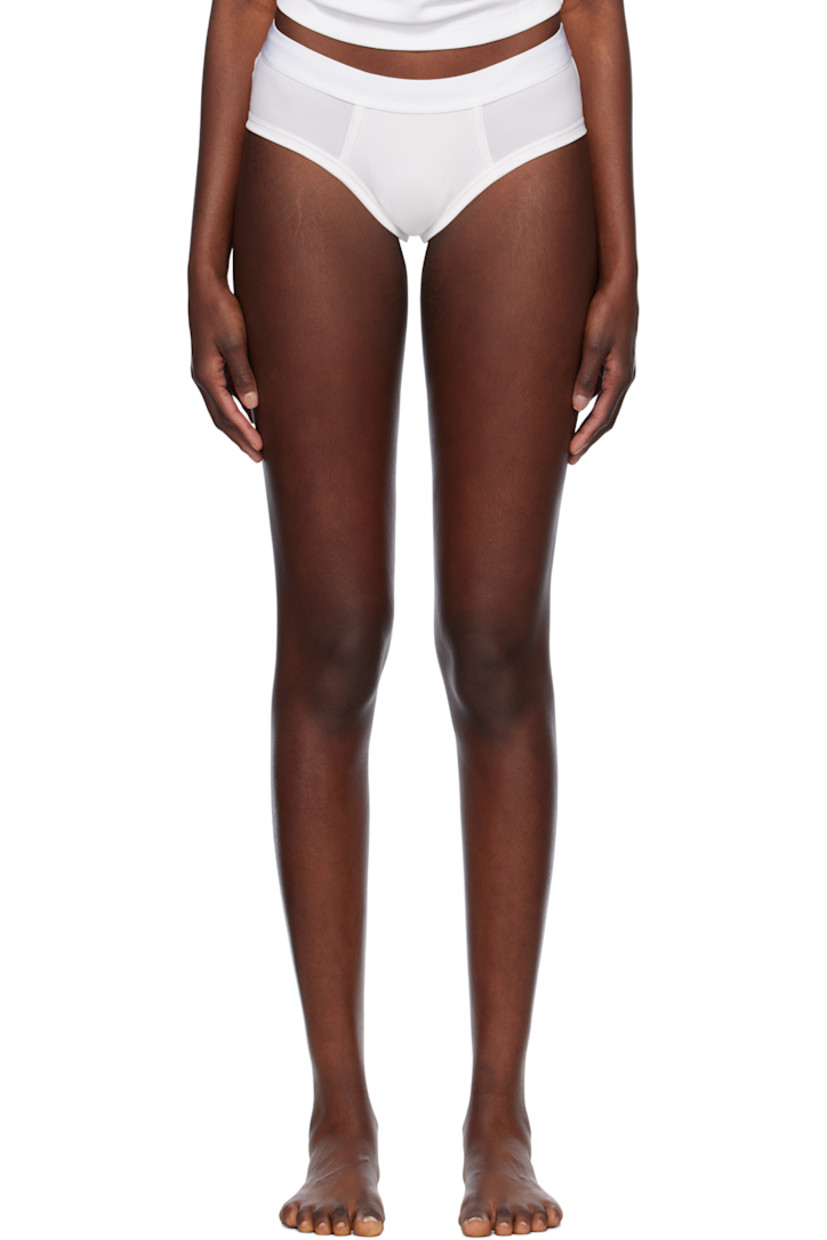 Stretch Tencel™ lyocell jersey briefs. Moisture-wicking.

· Low-rise
· Jacquard logo at elasticized waistband
· Partially lined

Supplier color: White