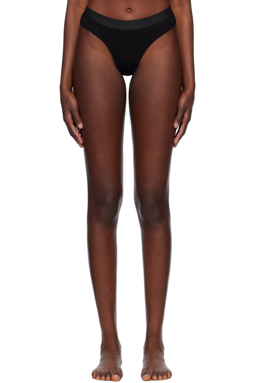 Pack of three stretch Tencel™ lyocell jersey thongs. Moisture-wicking.

· Mid-rise
· Herringbone trim at elasticized waistband
· Jacquard logo at back waistband
· Partially lined

Supplier color: Black